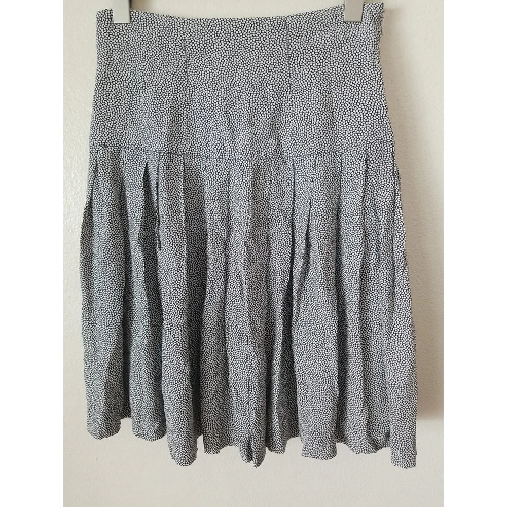 Vintage Mondi Pleated Skirt Women's XS‎ Black White Polka Dots Knee Length